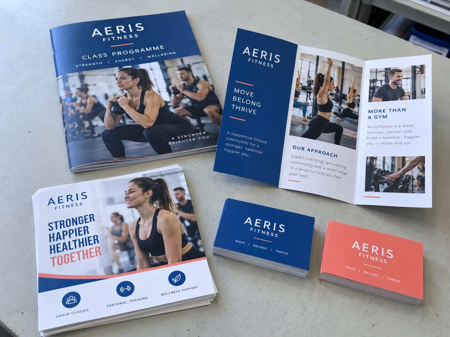 Lion Sign — Coordinated business cards, brochures, catalogues and promotional print materials for fitness brands.