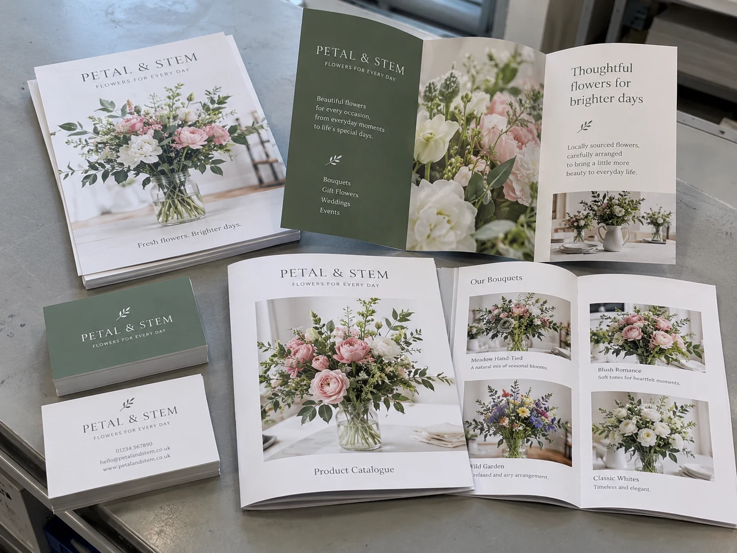 Lion Sign — Coordinated business cards, brochures, catalogues and promotional print materials for florists.