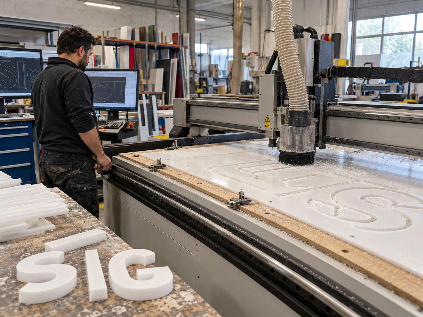 Lion Sign — CNC-cut acrylic lettering for precision-finished commercial signs and built-up letters.