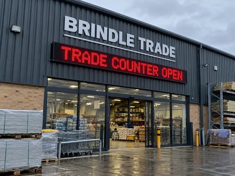 Lion Sign — Red LED Trade Counter Open display for industrial and retail premises.