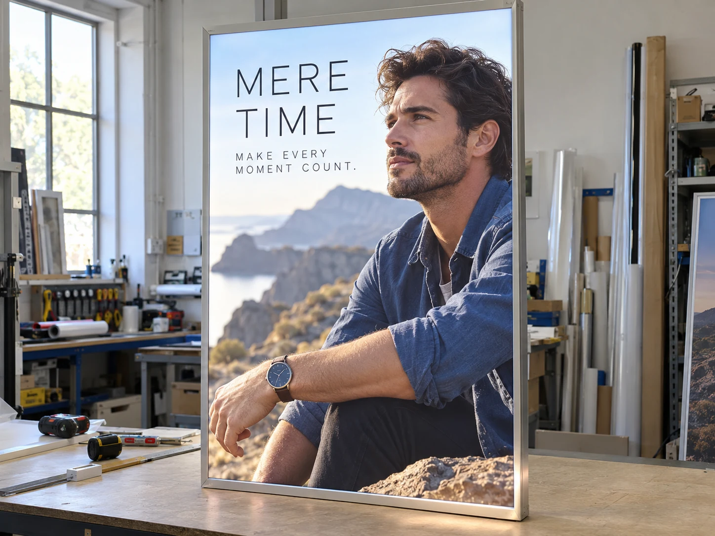 Lion Sign — Slim aluminium LED advertising light box with evenly illuminated printed graphics.